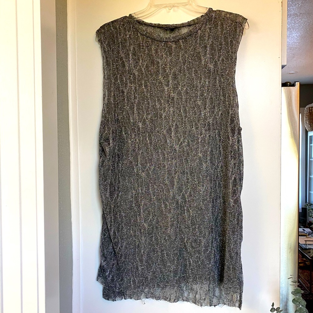 Topshop Silver Glitter Sheer Dress 10